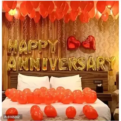 Happy Anniversary Golden Letter Foil Balloons 43 Pcs Set