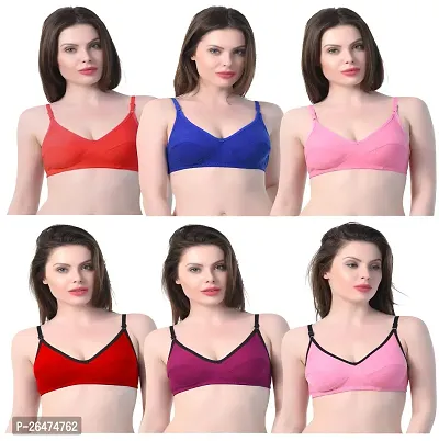 Stylish Multicoloured Chiffon Solid Bras For Women Pack Of 6