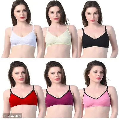 Stylish Multicoloured Chiffon Solid Bras For Women Pack Of 6