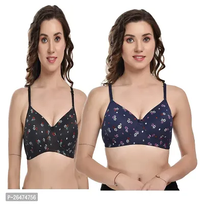 Stylish Multicoloured Chiffon Solid Bras For Women Pack Of 2-thumb0