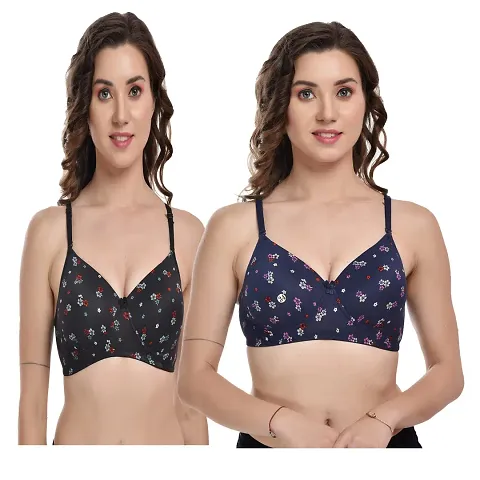 In Beauty Women's Cotton Blend Lightly Padded Wirefree T-Shirt Bra Combo