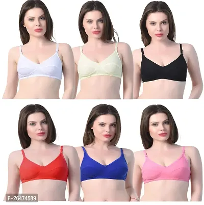 Stylish Multicoloured Chiffon Solid Bras For Women Pack Of 6