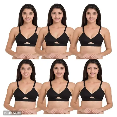 Stylish Multicoloured Chiffon Solid Bras For Women Pack Of 6-thumb0