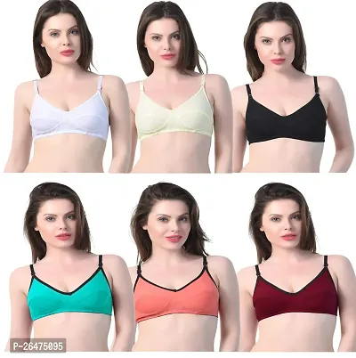 Stylish Multicoloured Chiffon Solid Bras For Women Pack Of 6-thumb0