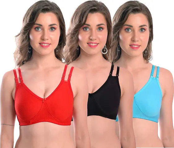 Stylish Chiffon Solid Bras For Women Pack Of 3