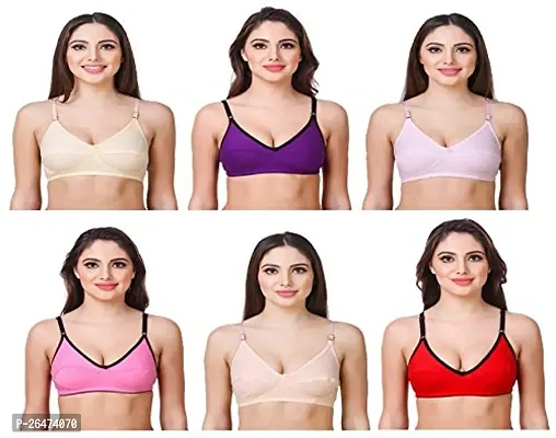 Stylish Multicoloured Chiffon Solid Bras For Women Pack Of 6