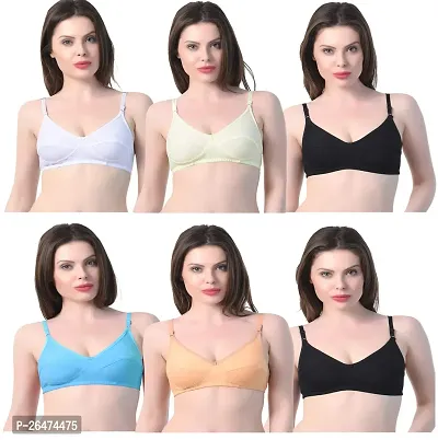 Stylish Multicoloured Chiffon Solid Bras For Women Pack Of 6-thumb0