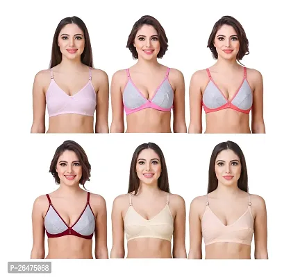 Stylish Multicoloured Chiffon Solid Bras For Women Pack Of 6