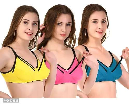 Stylish Multicoloured Cotton Solid Maternity Bras For Women Pack Of 3-thumb0