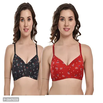 Stylish Multicoloured Chiffon Solid Bras For Women Pack Of 2-thumb0