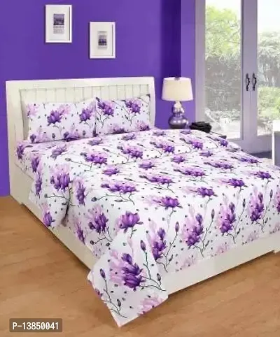 Stylish Fancy Comfortable Polycotton Printed King 1 Double Bedsheet With 2 Pillow Covers-thumb0