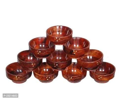 BURAQ UNIVERSAL Wood Serving Bowl Set of 10 Handmade Serving Bowl Brown 9.6  9.6  5.7 cm Pack of 10