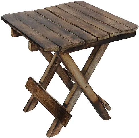 BURAQ UNIVERSAL Beautiful Wooden Folding Stool Foldable Stool for Office Kitchen  Home Deacute;cor Wooden Folding Table 12 INCH Square