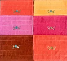 Femfairy Velvet Finishing Embroidery Work Hand Towels (Set of 6) Multicolor-thumb1