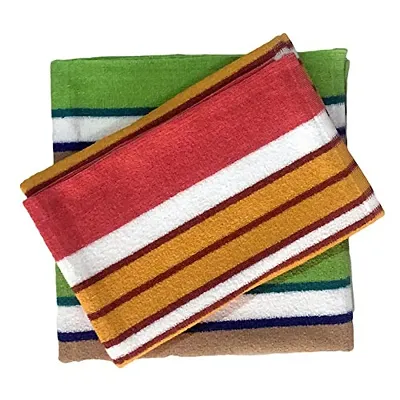 Femfairy Multicoloured Cotton Terry Full Size Bath Towels (Pack of 2)_D1