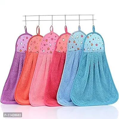 Femfairy Home Store Microfibre Wash Basin Towel Soft Hand Towel for Bathroom Hanging Napkins for Kitchen 200 GSM, Pack of 6, 40 x 28 cm, Multicolor-thumb0