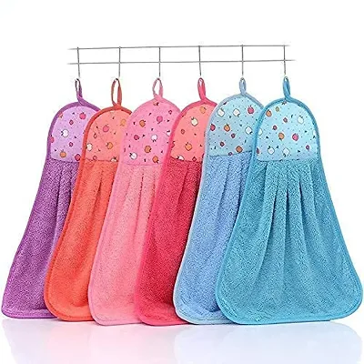 Femfairy Home Store Microfibre Wash Basin Towel Soft Hand Towel for Bathroom Hanging Napkins for Kitchen 200 GSM, Pack of 6, 40 x 28 cm, Multicolor