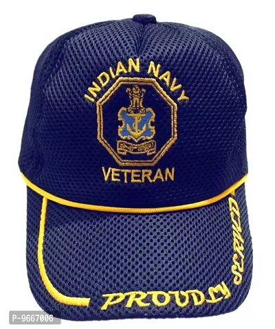 RedClub Proudly Served Baseball Cap for Veterans of Indian Armed Forces - Army, Navy, Air Force (BLU, Navy)