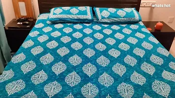 Beautiful Cotton Queen Size Bedsheet with Two Pillow Covers-thumb1