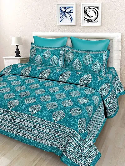 Quality Cotton Printed Double Bedsheet with Pillow Covers