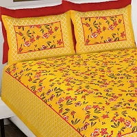 Leo Creation Cotton Double Bedsheet/Bed Cover with 2 Pillow Covers | Floral Print Jaipuri Bedsheets for Double Bed Queen Size-thumb2