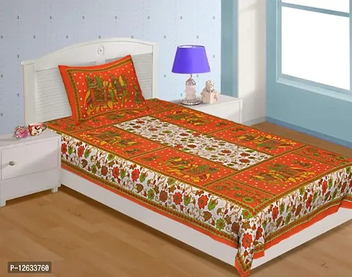 JAIPURI SINGLE BEDSHEET PURE COTTON WITH 1 PILLOW COVER
