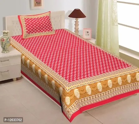 JAIPURI SINGLE BEDSHEET PURE COTTON WITH 1 PILLOW COVER-thumb0