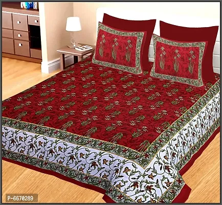 Leo Creation Cotton Double Bedsheet With 2 Pillow Cover