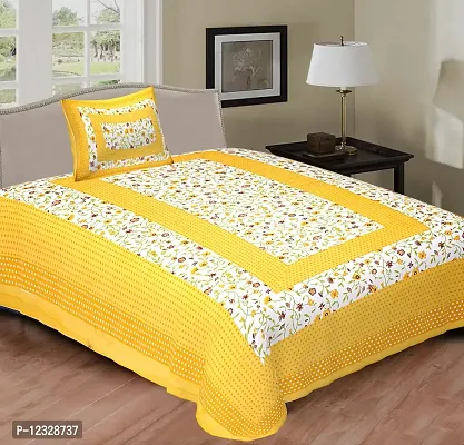 Classic Cotton Printed Single Bedsheets with Pillow Cover-thumb0