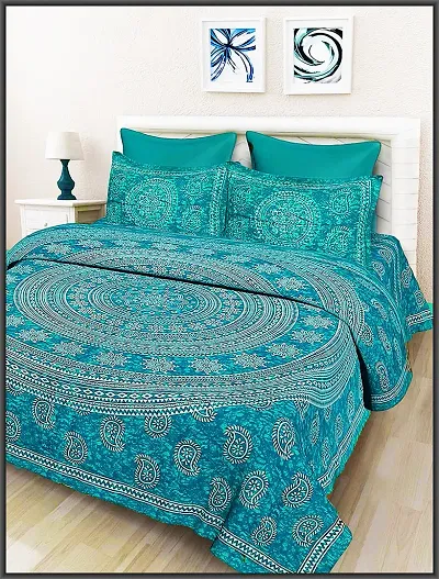 Printed Cotton Double Bedsheet with 2 Pillow Cover