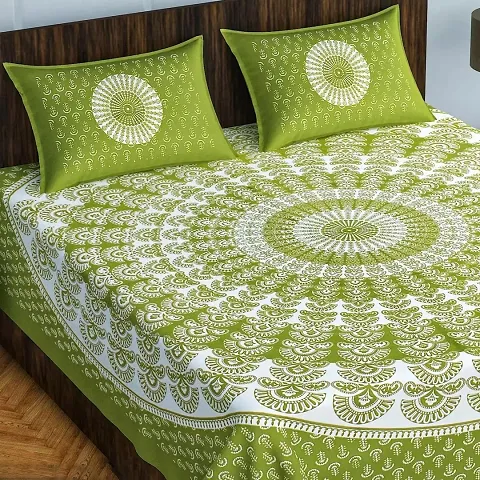 Printed Cotton Double Bedsheet with 2 Pillow Cover