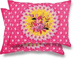 Leo Creation Cotton Double Bedsheet/Bed Cover with 2 Pillow Covers | Floral Print Jaipuri Bedsheets for Double Bed Queen Size-thumb1