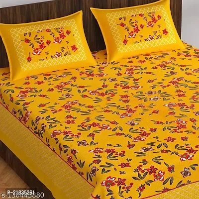 Leo Creation Cotton Double Bedsheet/Bed Cover with 2 Pillow Covers | Floral Print Jaipuri Bedsheets for Double Bed Queen Size