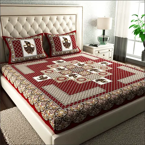 Printed Cotton Double Bedsheets with 2 Pillow Covers