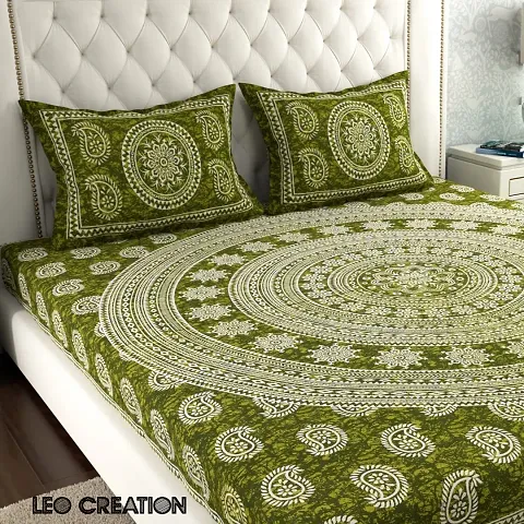 Printed Cotton Double Bedsheet with 2 Pillow Cover