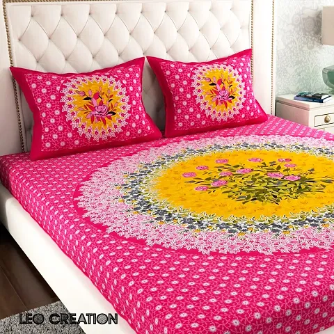 Printed Pure Cotton Queen Size Bedsheets with 2 Pillow Covers