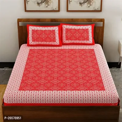 Classic Cotton Printed Double Bedsheet with Pillow Covers