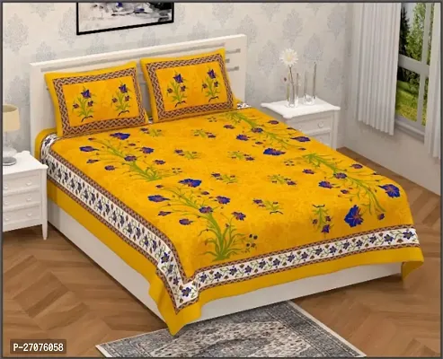 Classic Cotton Printed Bedsheet with Pillow Cover-thumb0