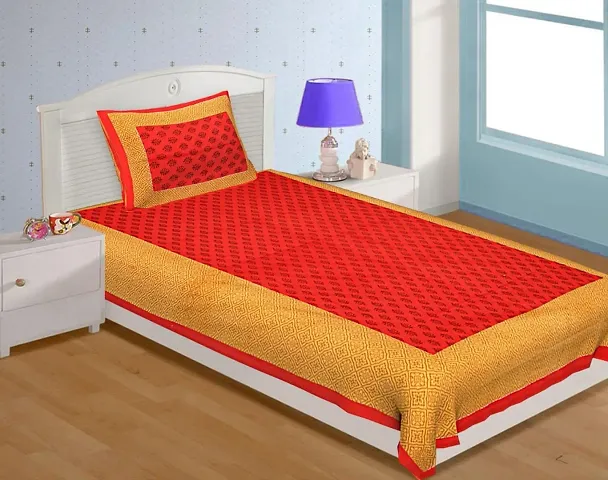 Cotton Single Bedsheets With 1 Pillow Cover