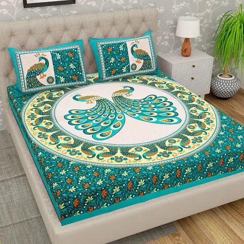 Printed Pure Cotton Queen Size Bedsheets with 2 Pillow Covers