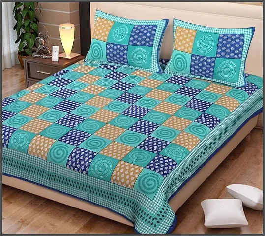 Printed Cotton Double Bedsheet with 2 Pillow Covers