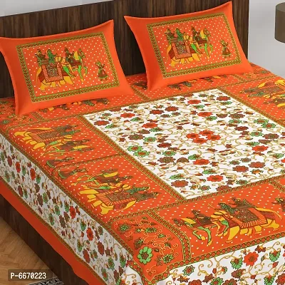 Leo Creation Cotton Double Bedsheet With 2 Pillow Cover-thumb2