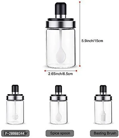 Henceberry Glass Pickle, Ghee, Honey Jar Oil Dispenser Honey Dispenser Kitchen Seasoning Bottle Food Storage Spice Jars Pickle Jar (649 ML) (pack of 3).-thumb2