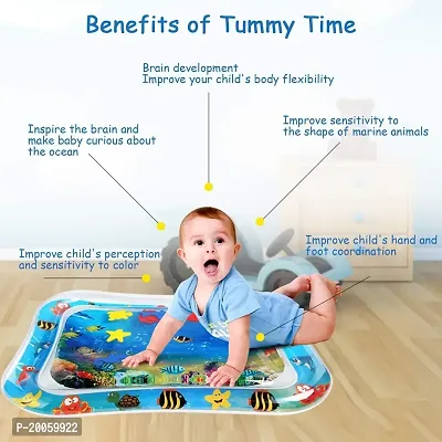 Henceberry Baby Kids Water Play Mat Toys Inflatable Infant Tummy Time Playmat Toddler for Baby Fun Activity (Blue)-thumb3