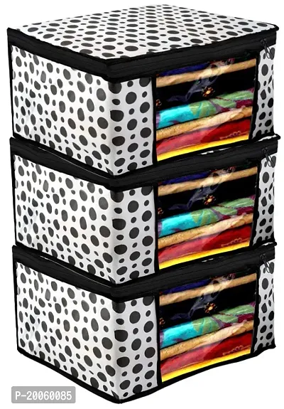 Henceberry Polka Dots Design Non-woven Foldable Saree Cover|Clothes Storage Bag/Wardrobe Organizer-thumb4