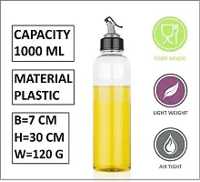 Henceberry Leak Proof Crystal Clear Transparent Unbreakable Plastic Oil Dispenser 1000 ml Bottle for Olive Oil, Vinegar, Cruet Soy Sauce, Liquid Beverages for Kitchen.-thumb2