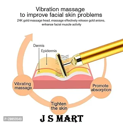 JEL J S Mart 24K Gold Energy Beauty Bar Electric Vibration Facial Massage Roller Waterproof Face Skin Care Anti Wrinkle Massager for Forehead Cheek Neck Arm Leg, Facial Massager Machine (Multicolor)-thumb5