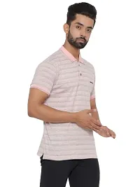 MAD TEE Mens Cotton Half Sleeve Striped Polo T Shirt with Collar-thumb3