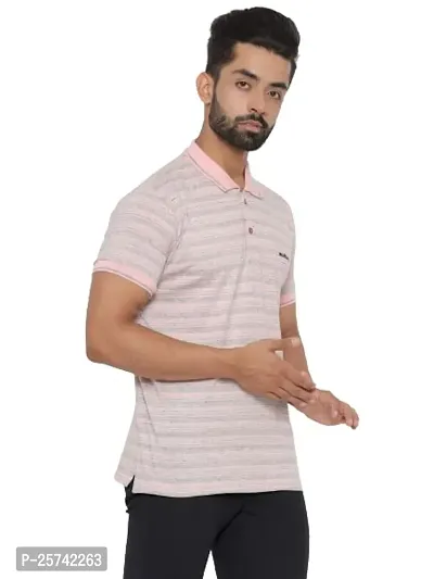 MAD TEE Mens Cotton Half Sleeve Striped Polo T Shirt with Collar-thumb4