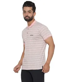 MAD TEE Mens Cotton Half Sleeve Striped Polo T Shirt with Collar-thumb2